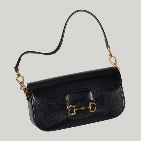 Sac Gucci Horsebit Chain Medium en cuir en noir – Gucci.